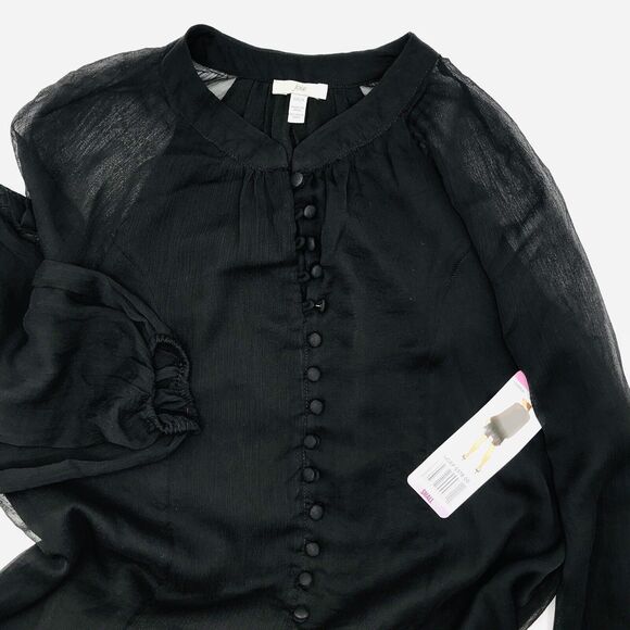 JOIE Balloon Sleeve Dress in Caviar Button Down Shirt Black Dress SIZE Small NEW - Picture 5 of 8